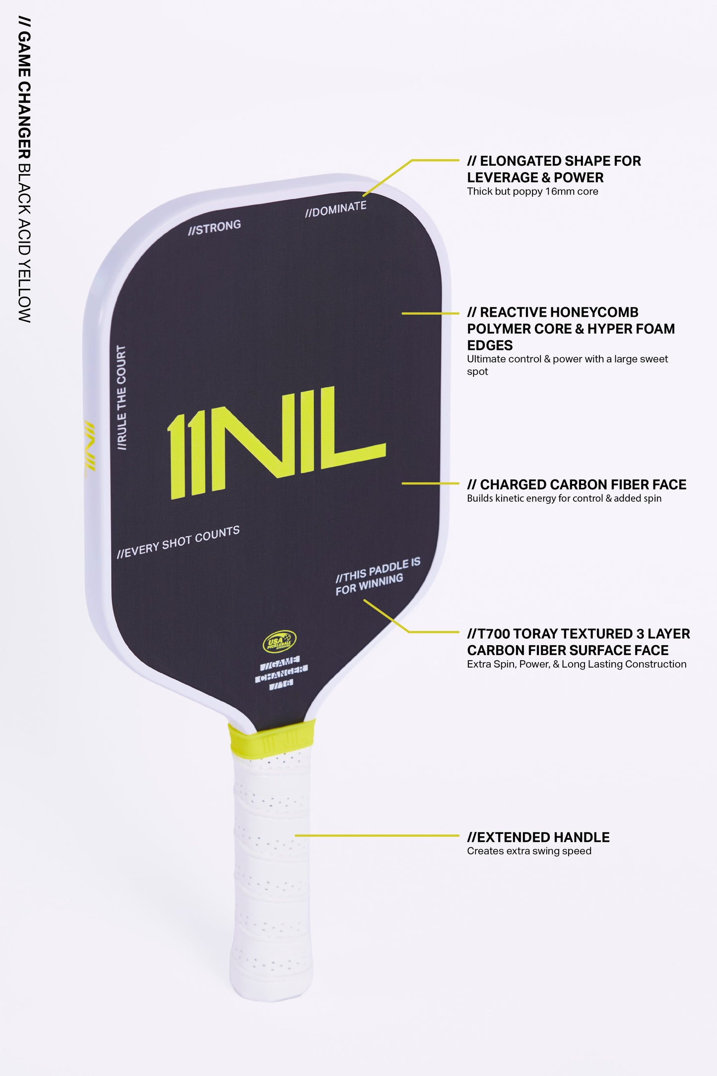 GAME CHANGER PRO PICKLEBALL PADDLE - ACID BLACK