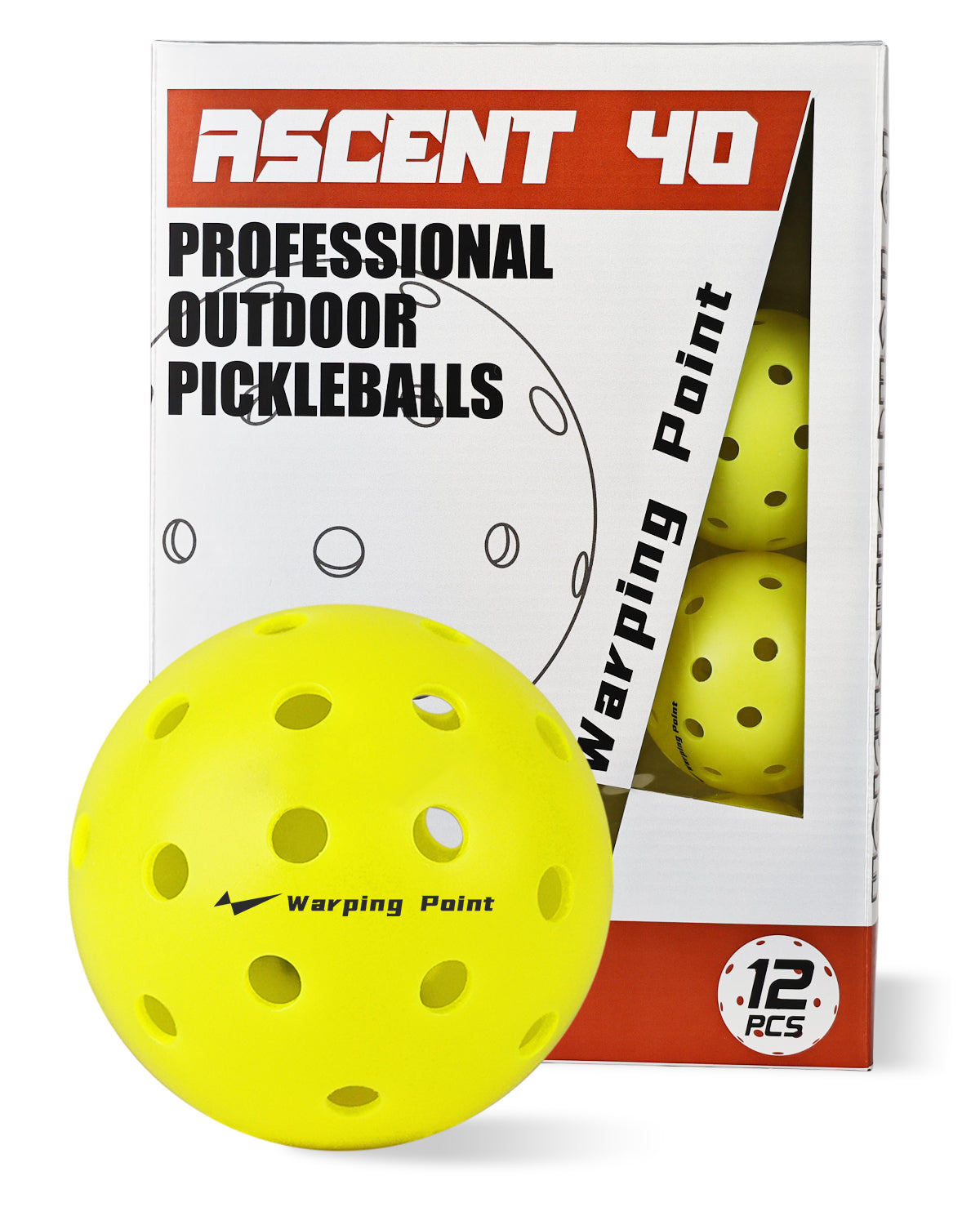 ASCENT OUTDOOR TOURNAMENT PICKLEBALL BALL - 12 PACK