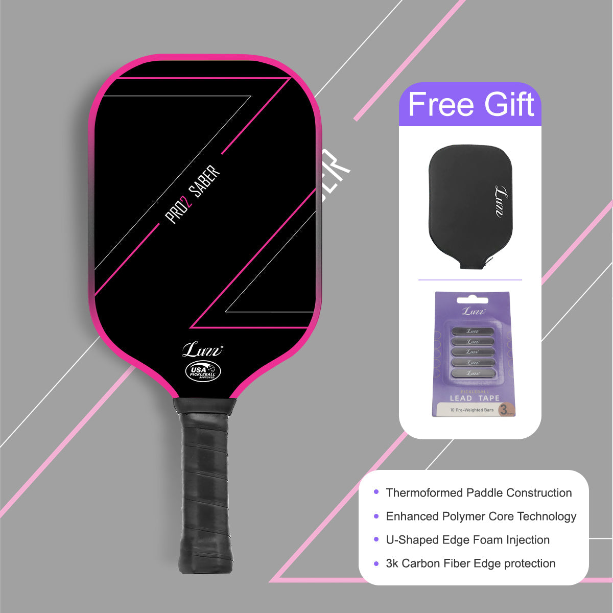 Luzz Pro 2.0 Saber Professional Pickleball Paddle - Elevating Power, Precision, and Performance