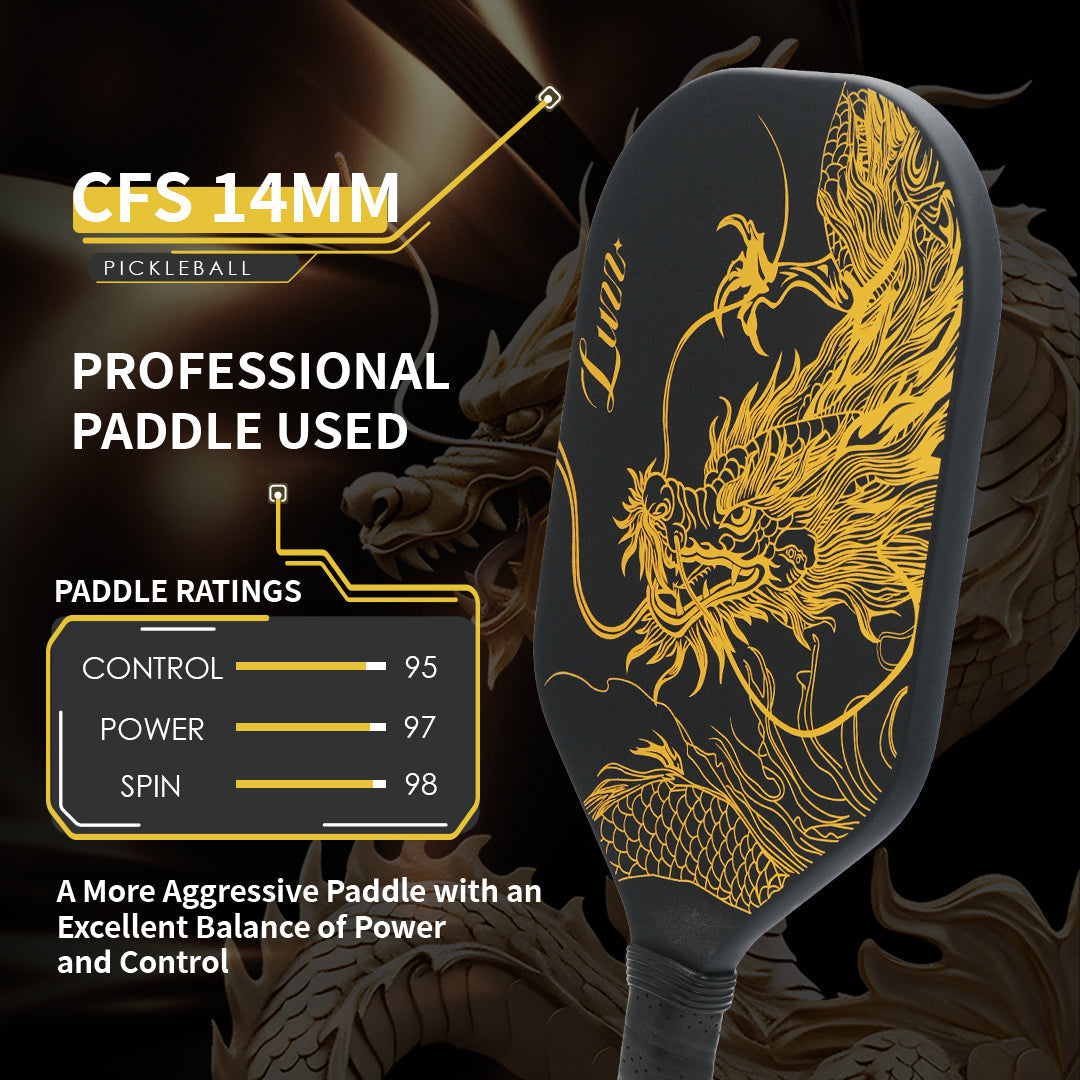 Luzzpickleball Imperial Dragon Paddle(14mm)T700 Carbon Friction Surface|Thermoformed