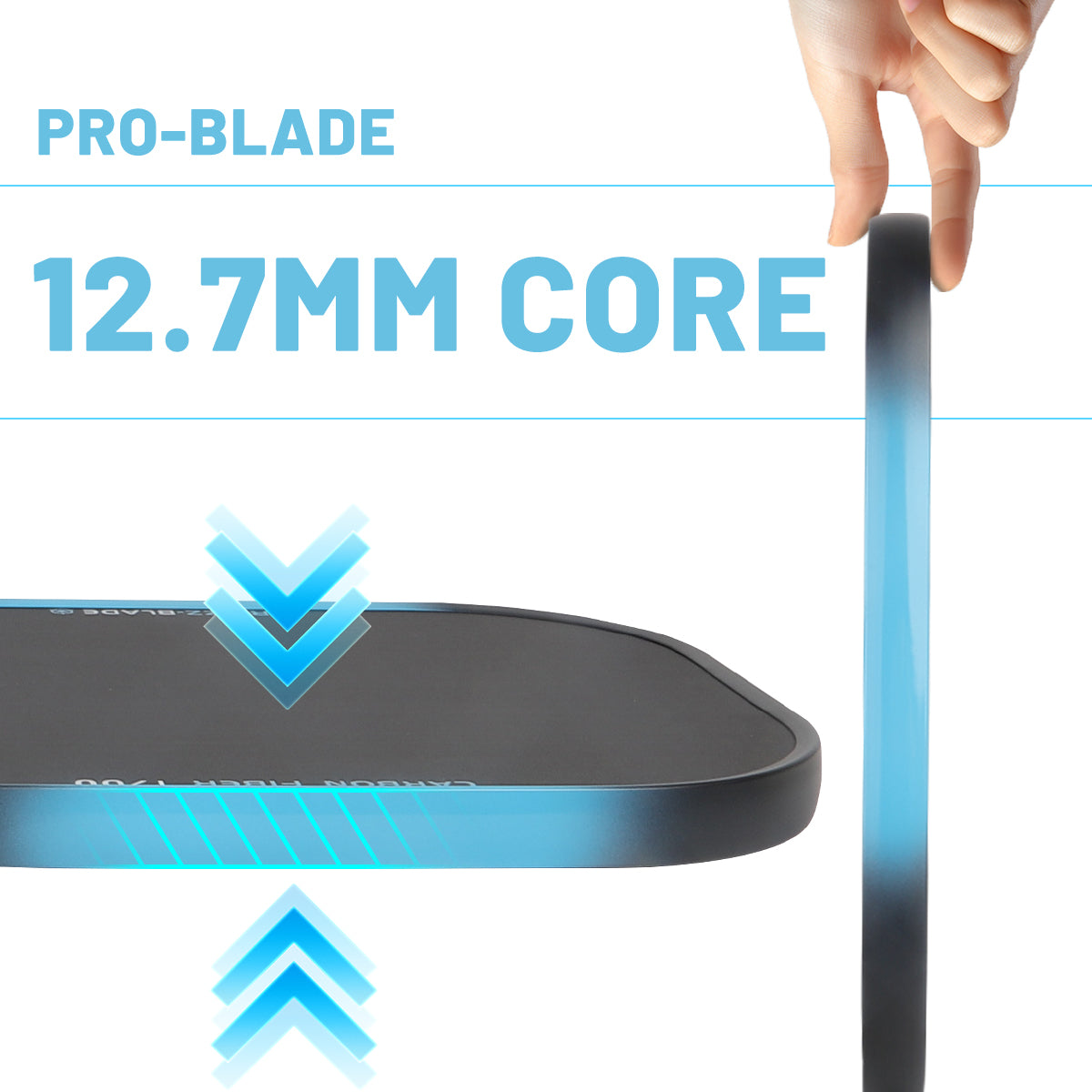 Luzzpickleball Blade Paddle(14mm) T700 Carbon Friction Surface|Thermoformed