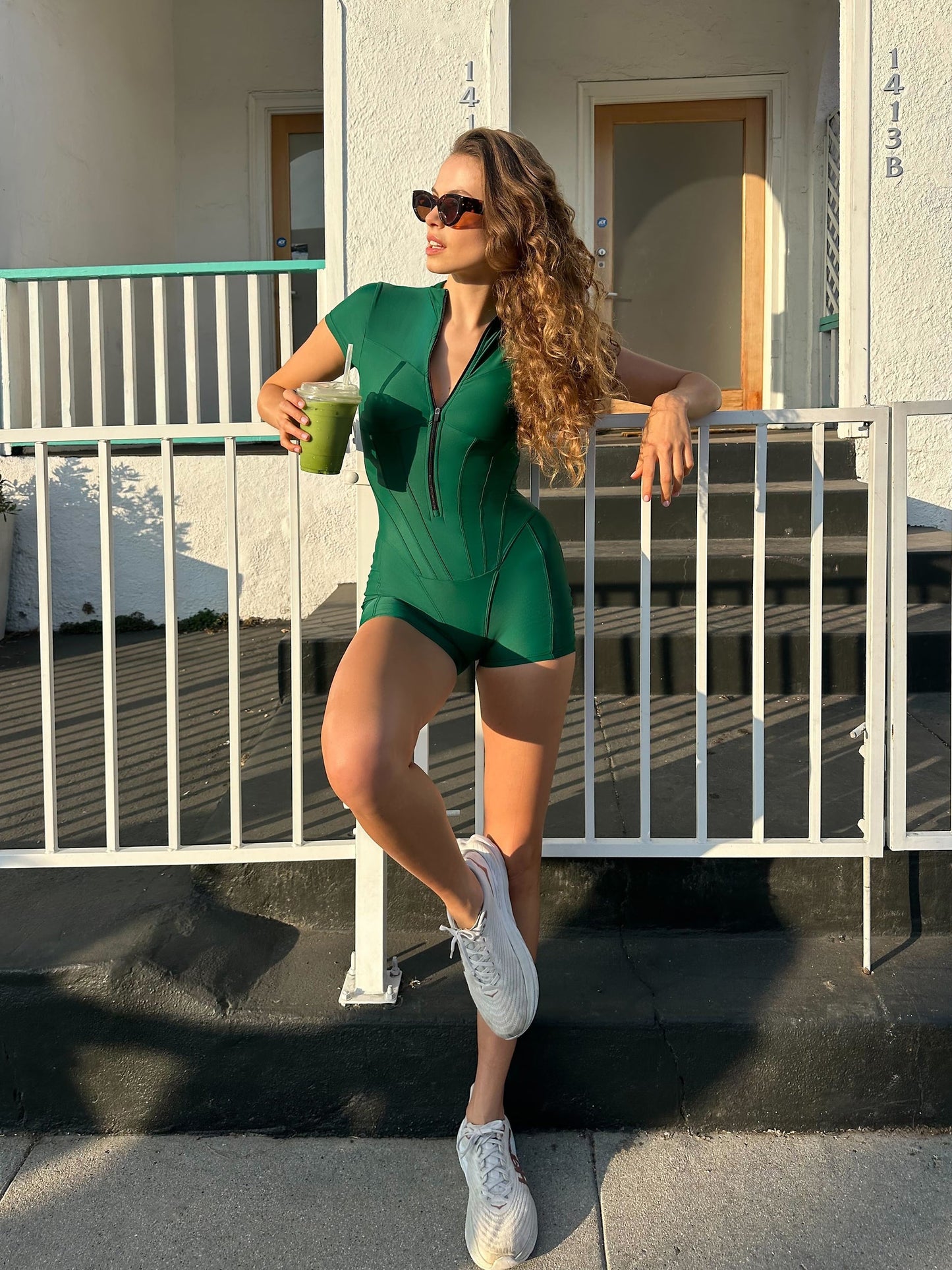 BERLIN CORSET ROMPER - EMERALD