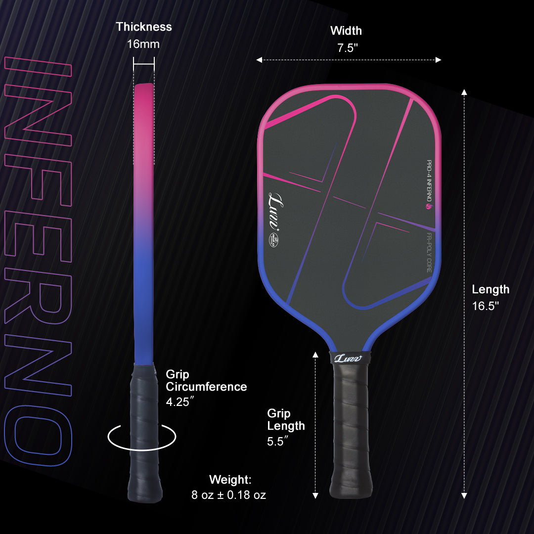 Luzzpickleball Pro 4 Inferno MPP Pickleball Paddle - Large Sweet Spot, Durable Core