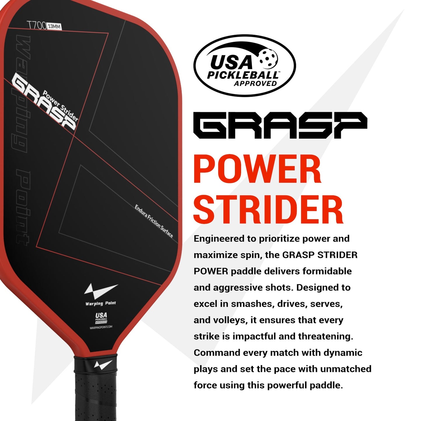 for more power find Grasp Power Pickleball Paddle 13mm