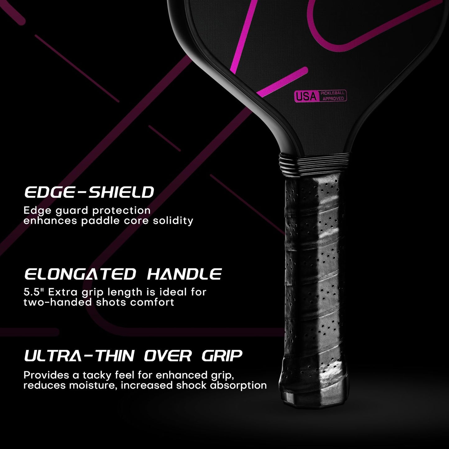 Luzz Pickleball Attack Paddle(16mm)T700 Carbon Fiber Friction Surface Thermoformed Intermediate Advanced ZZ Racket