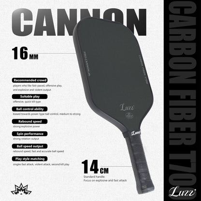 Luzzpickleball Cannon Paddle T700 Carbon Friction Surface|Thermoformed