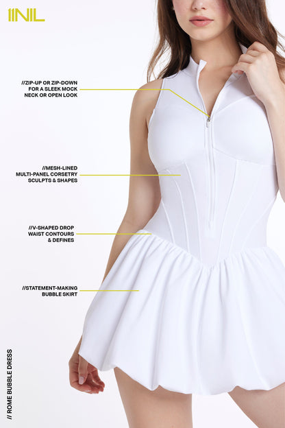 ROME BUBBLE DRESS - WHITE