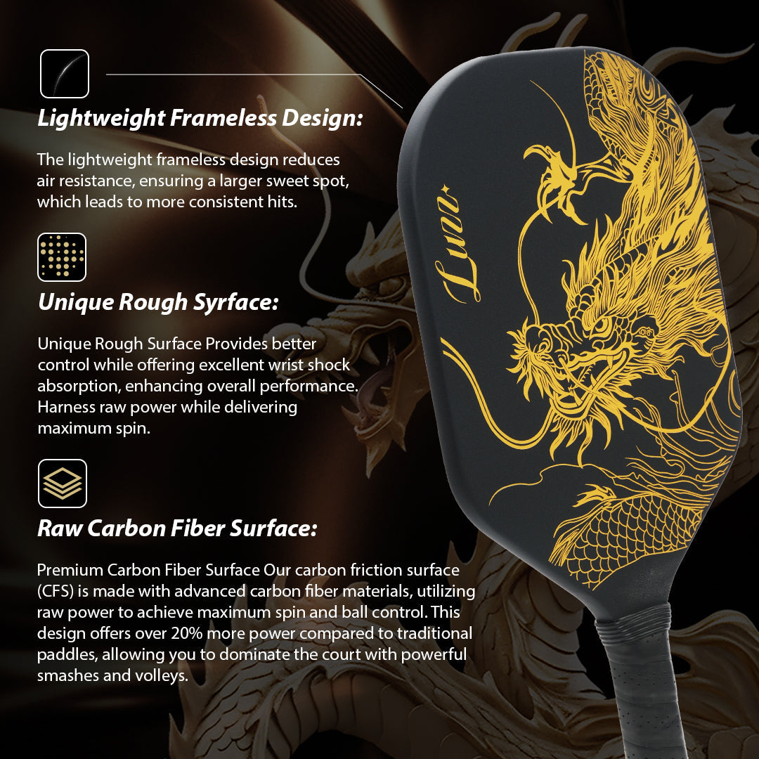 Luzzpickleball Imperial Dragon Paddle(14mm)T700 Carbon Friction Surface|Thermoformed