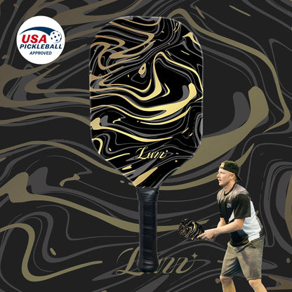 Luzzpickleball GoldenVeil Paddle - Lightweight, Frameless, T700 RAW Carbon Fiber, Ergonomic Grip