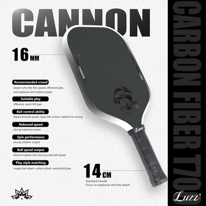 Luzzpickleball Kung Fu Panda Cannon T700 Carbon Friction Surface|Thermoformed