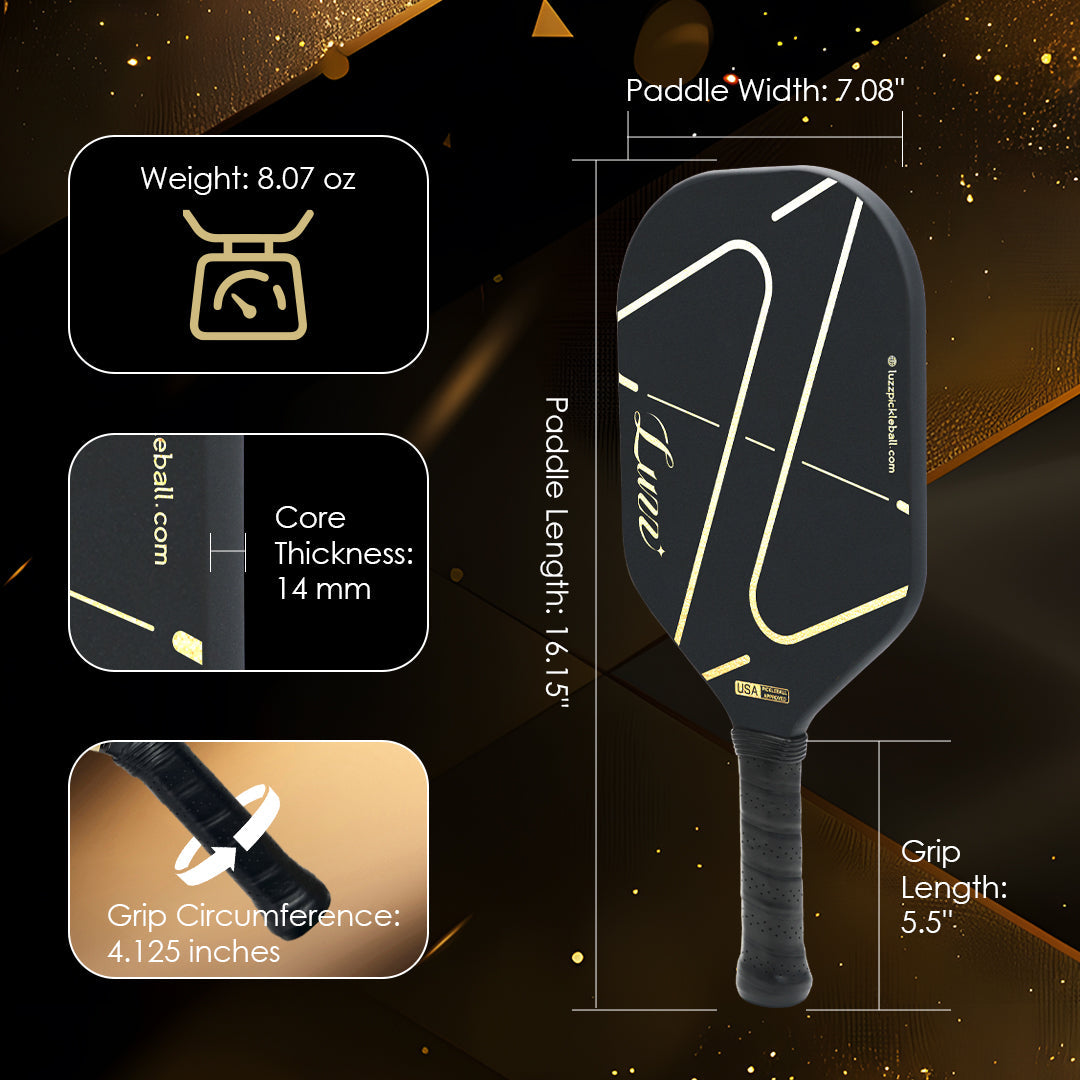 Luzzpickleball ZZ Frameless Paddle(14mm)T700 Carbon Friction Surface|Thermoformed