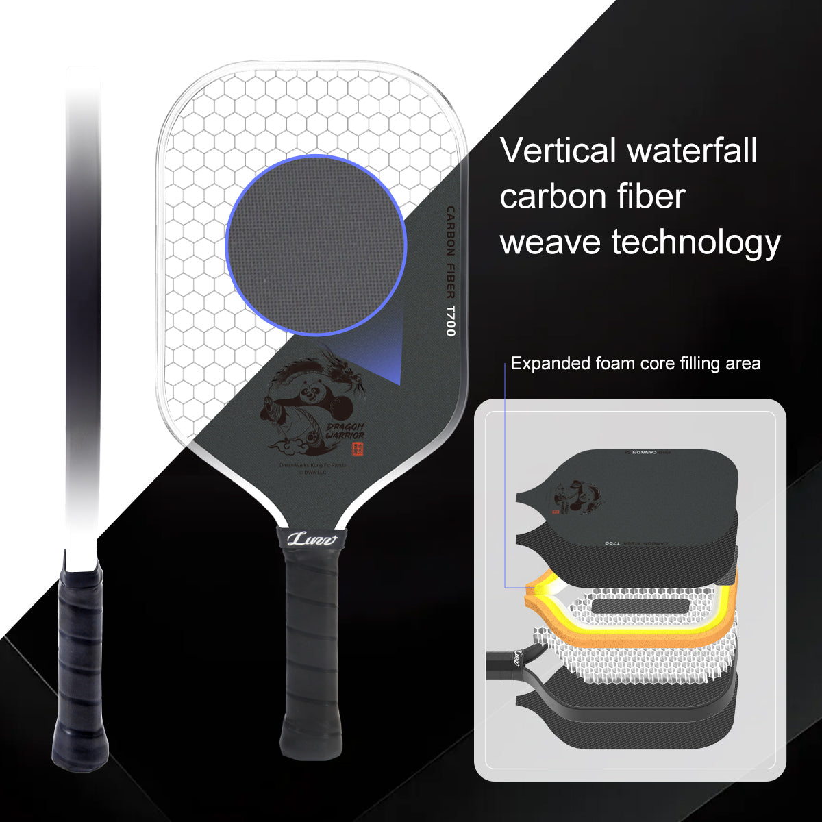 Luzzpickleball Kung Fu Panda Cannon T700 Carbon Friction Surface|Thermoformed
