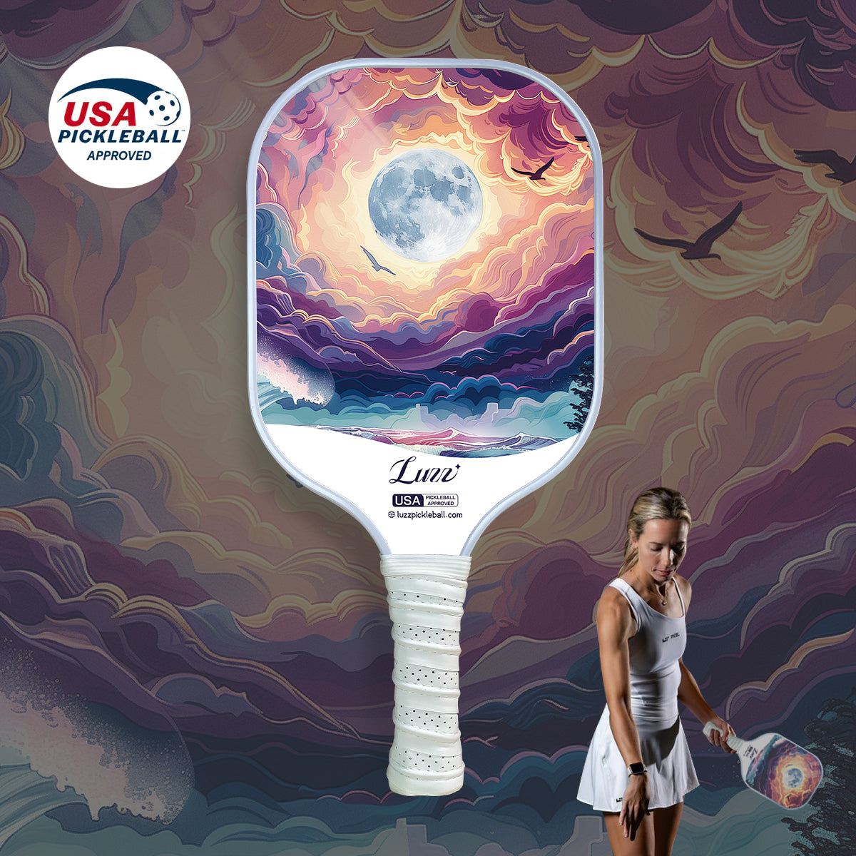 Luzzpickleball MOONWARD Original Paddle (16mm) T700 Carbon Fiber