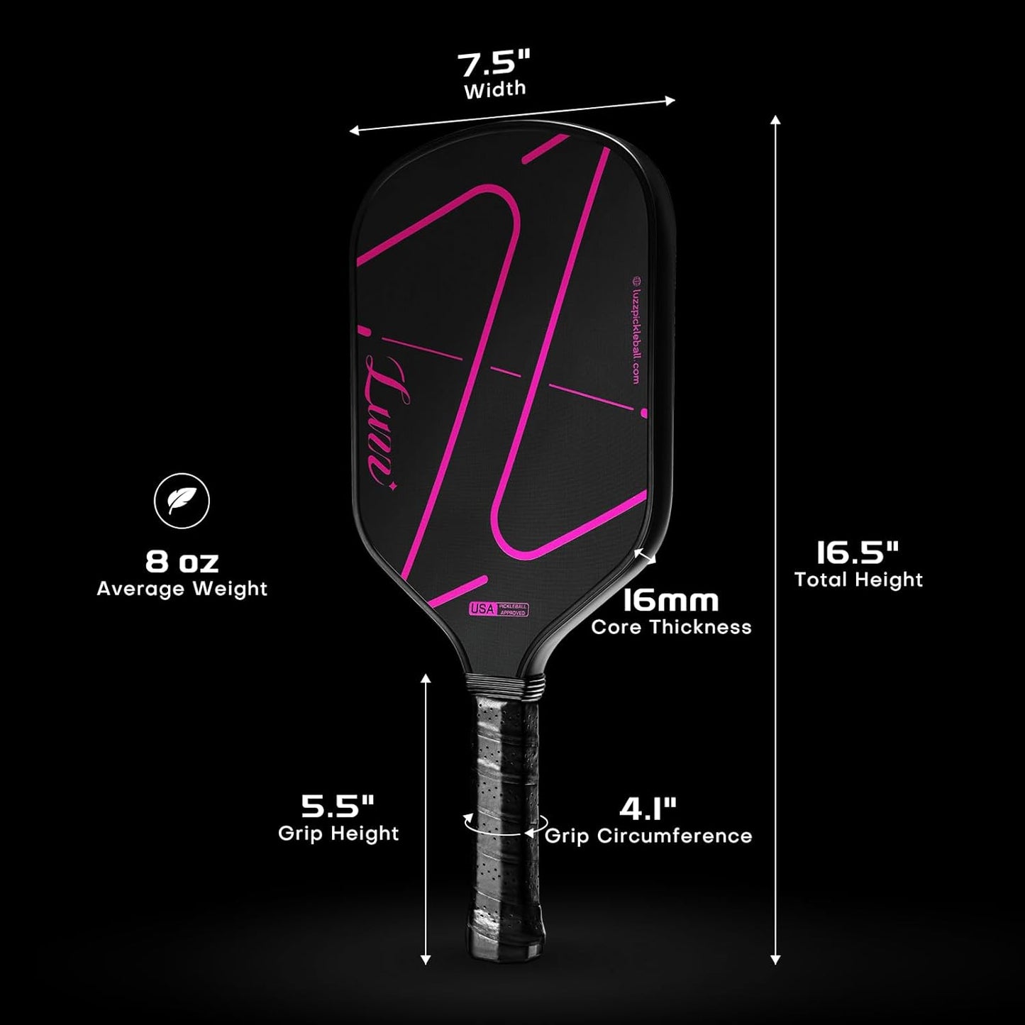 Luzz Pickleball Paddles,Thermoformed Unibody Pickleball Paddle,Fully Encased Carbon Fiber T700,Exceptional Spin & Power,USAPA Approved Pickle Ball Racket for ‎Professional Players,ZZ Pro Attack