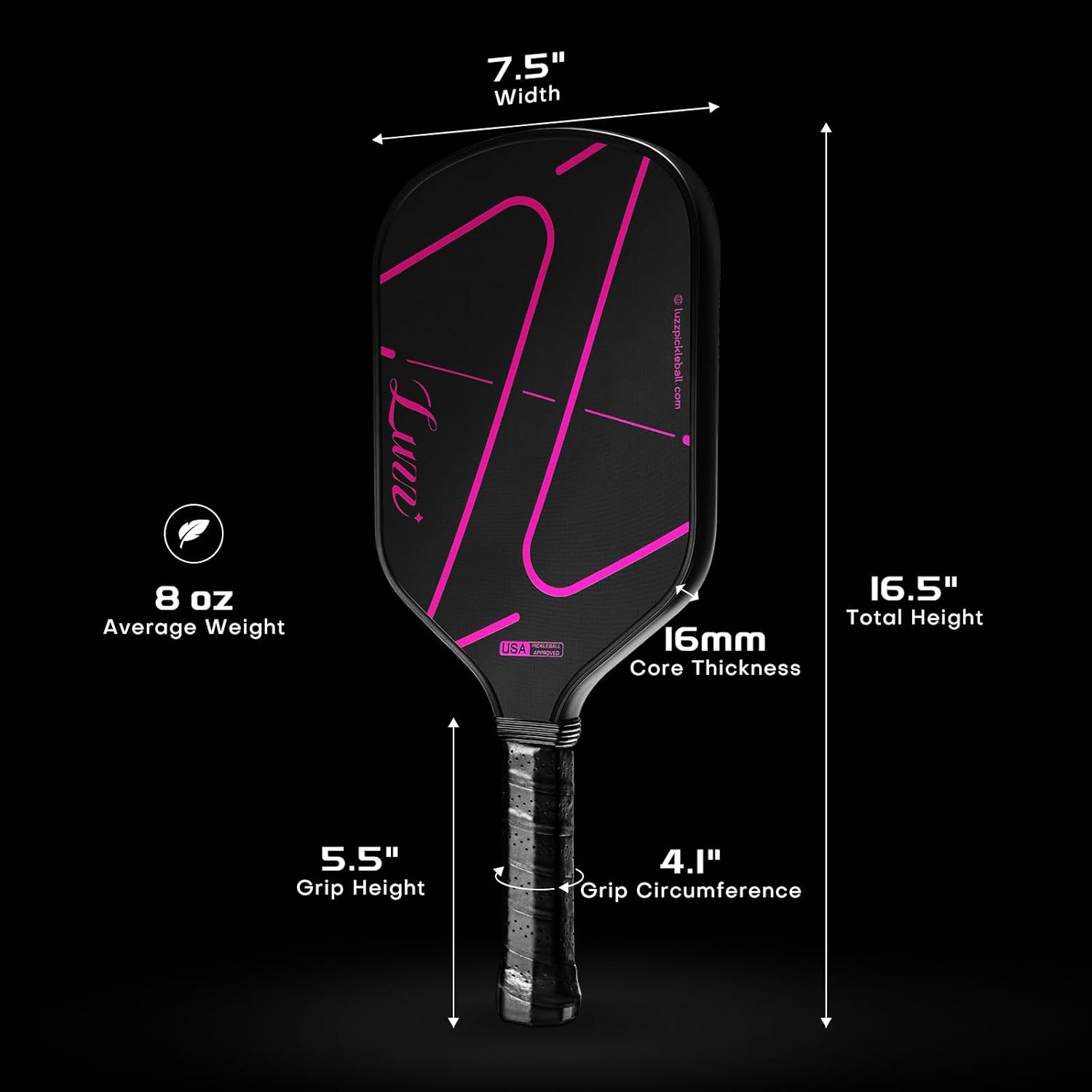 Luzz Pickleball Paddles,Thermoformed Unibody Pickleball Paddle,Fully Encased Carbon Fiber T700,Exceptional Spin & Power,USAPA Approved Pickle Ball Racket for ‎Professional Players,ZZ Pro Attack