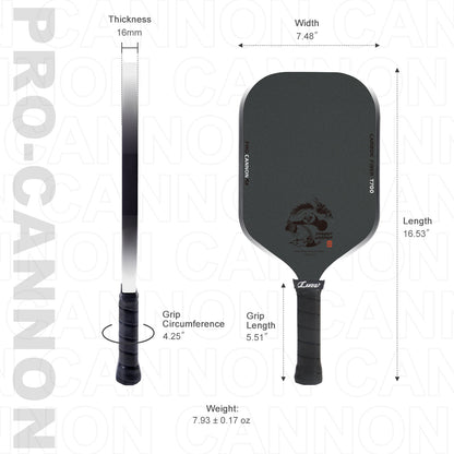 Luzzpickleball Kung Fu Panda Cannon T700 Carbon Friction Surface|Thermoformed