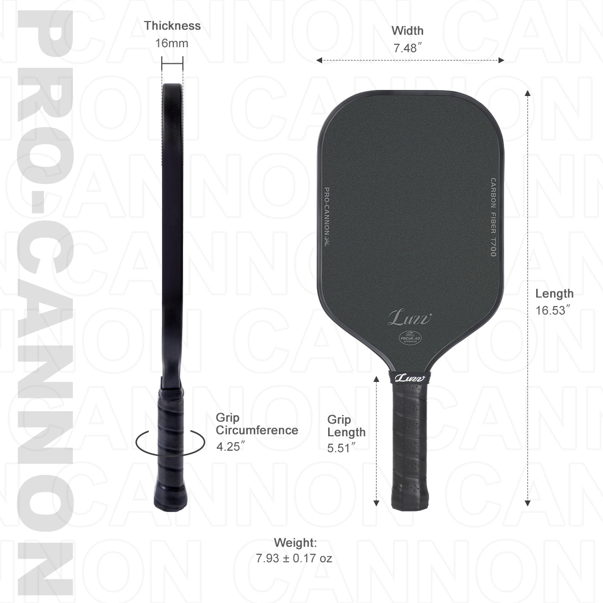 Luzzpickleball Cannon Paddle T700 Carbon Friction Surface|Thermoformed