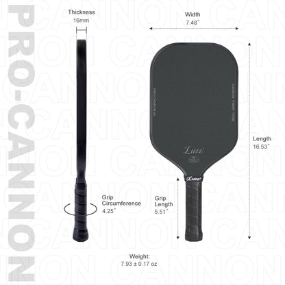 Luzzpickleball Cannon Paddle T700 Carbon Friction Surface|Thermoformed