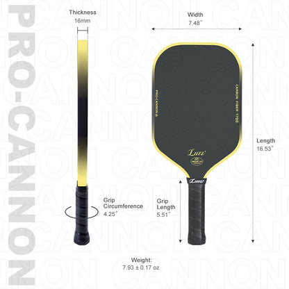 Luzzpickleball Minions Cannon Paddle T700 Carbon Friction Surface|Thermoformed