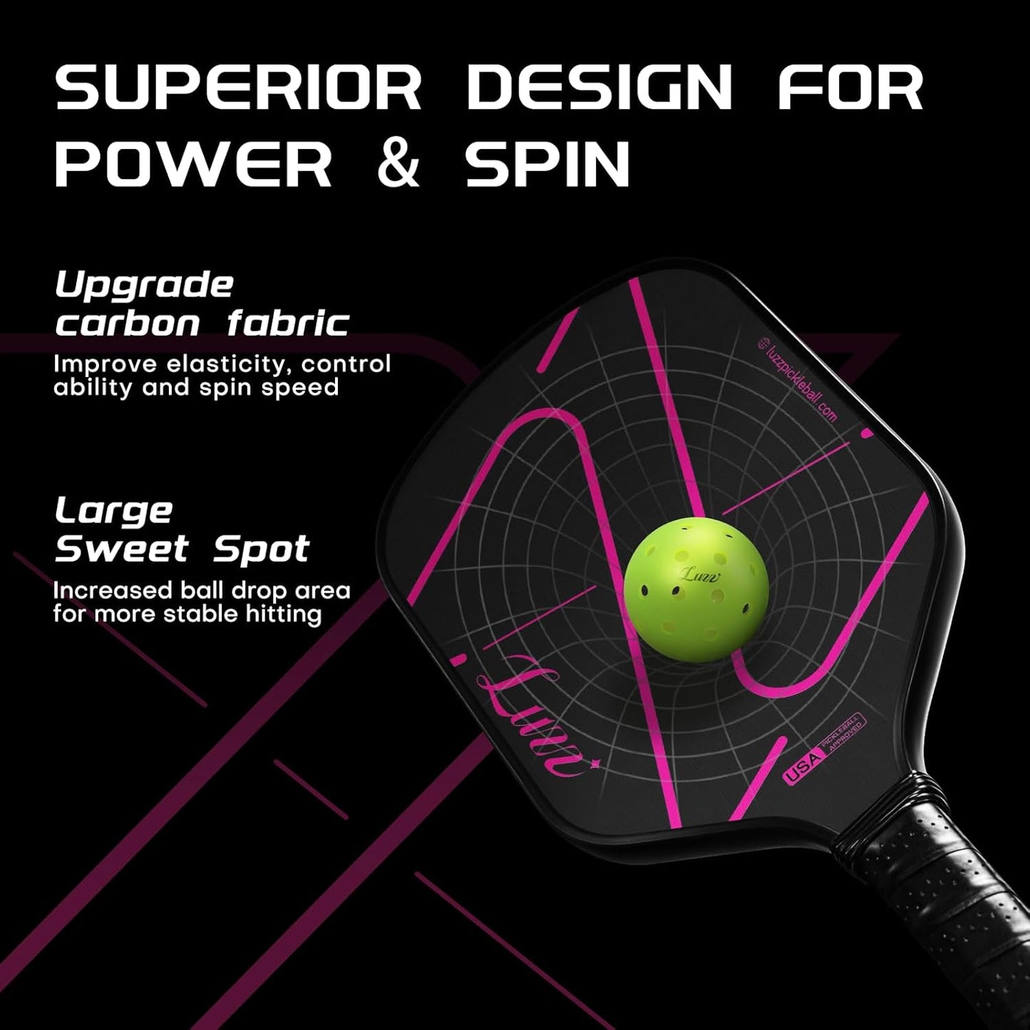 Luzz Pickleball Paddles,Thermoformed Unibody Pickleball Paddle,Fully Encased Carbon Fiber T700,Exceptional Spin & Power,USAPA Approved Pickle Ball Racket for ‎Professional Players,ZZ Pro Attack