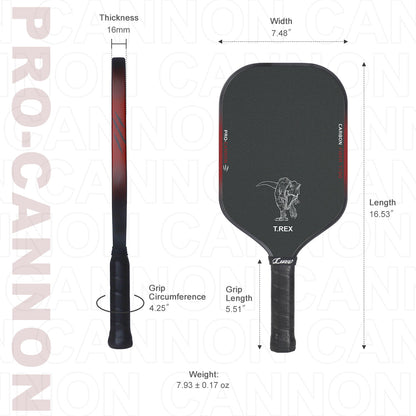 Luzzpickleball Jurassic Cannon Paddle T700 Carbon Friction Surface|Thermoformed