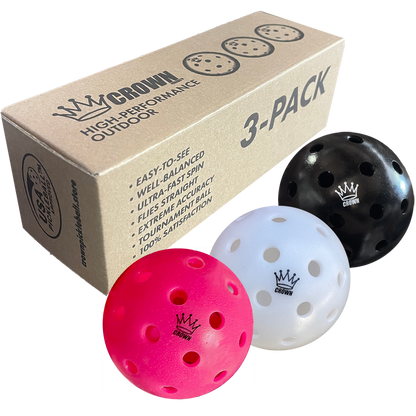 CROWN PICKLEBALL - High-Performance NEAPOLITAN OUTDOOR Pickleballs  - RETAIL (102-PACK PINK, COCONUT, BLACKBERRY)
