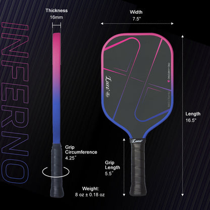 Luzzpickleball Pro 4 Inferno MPP Pickleball Paddle - Large Sweet Spot, Durable Core