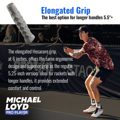 Pickleball Elongated Grip - 6 Inches Long - Regular Soft Feel - White