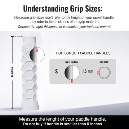 Pickleball Elongated Grip - 6 Inches Long - Regular Soft Feel - White
