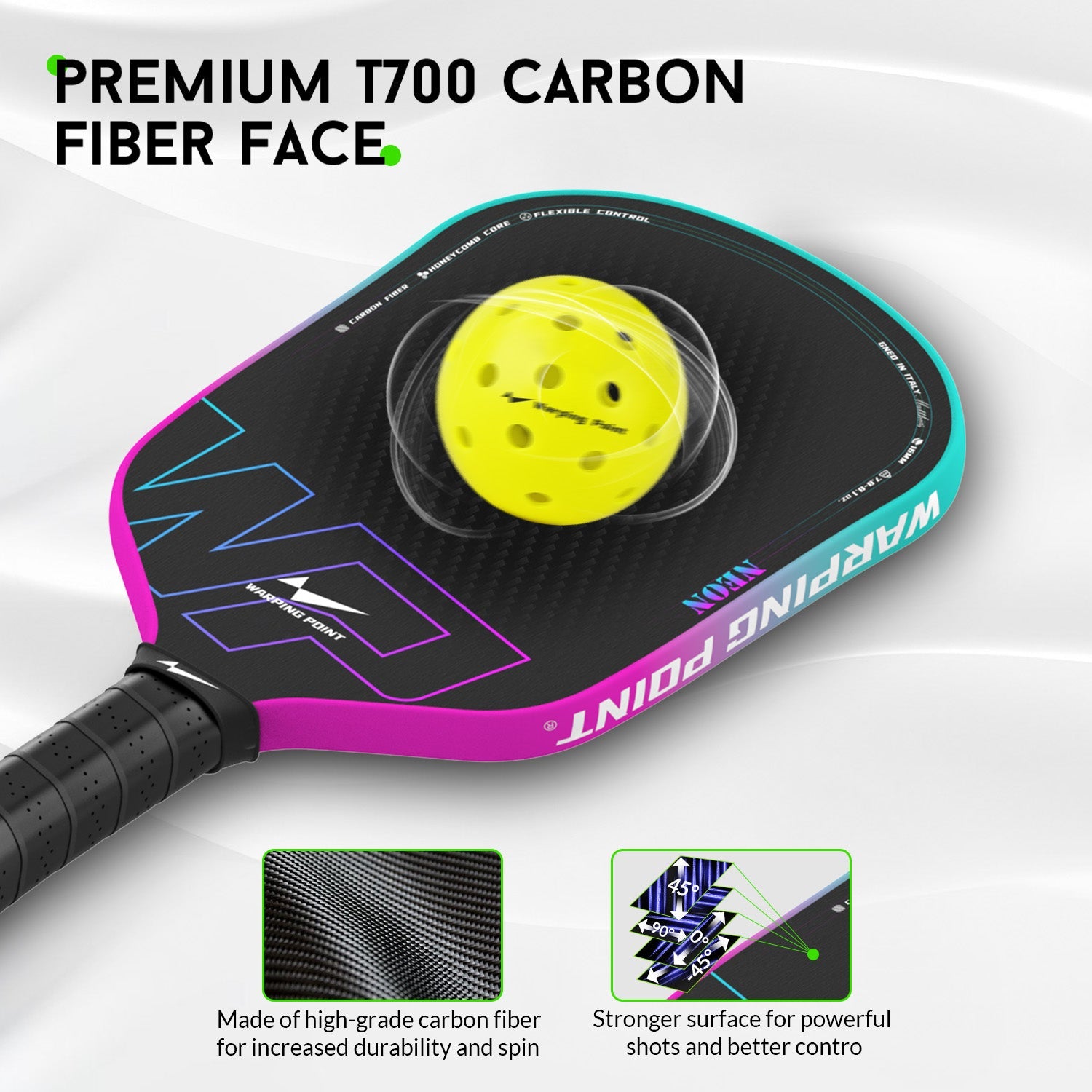 carbon fiber face neon pickleball paddle