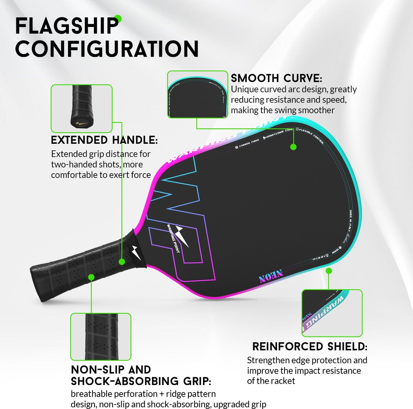 Neon Pickleball Paddle with Premium Carbon Fiber & Honeycomb Core